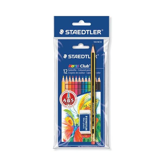 Színes ceruza Staedtler Noris Club 12 db-os klt. ajándék ceruza és radír