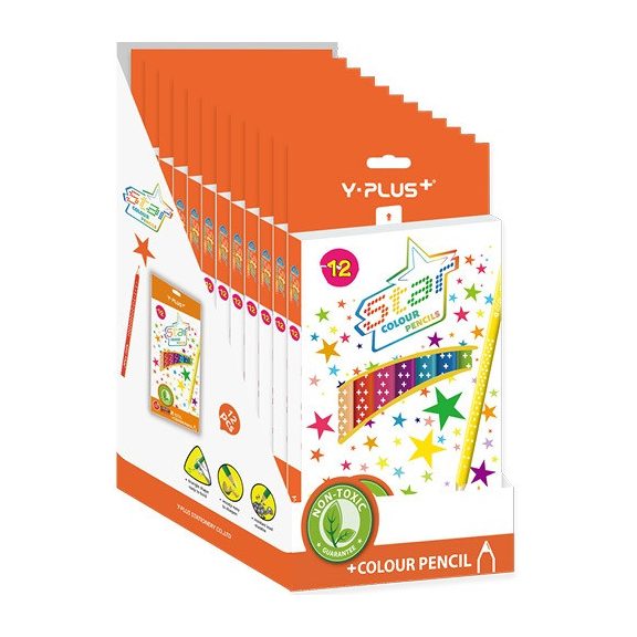 Színes ceruza Y-Plus+ STAR 12 db-os klt. hegyezővel