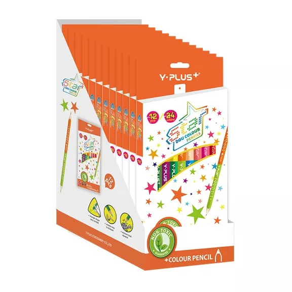 Színes ceruza Y-Plus+ STAR 12/24 db-os klt. hegyezővel
