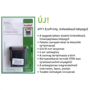   Bélyegző Trodat 4911 Eco szövegbélyegző a szöveglemez rendelésre jogosító bónnal