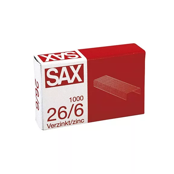 Tűzőkapocs Sax 26/6 cink 1000 db/doboz