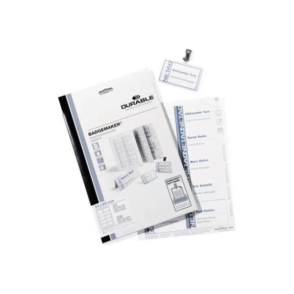 Névjegykártyatartó betét Durable 54x90 mm 200 db/20 ív/csomag (10 db/ív) Névjegykártyatartó betét Durable 54x90 mm 200 db/20 ív/csomag (10 db/ív)