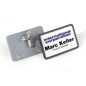   Névkitűző Durable 75x40 mm kombi csipesszel keretes szürke