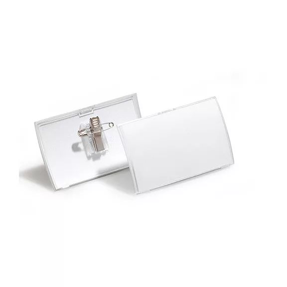 Névkitűző Durable 40x75 mm tű+csipesz pattintós