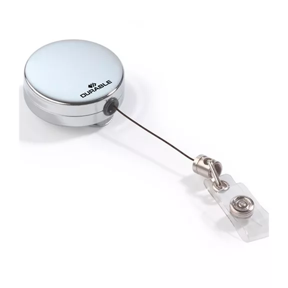 Névkitűző tartó Durable króm patentos kihúzható 85 cm szürke