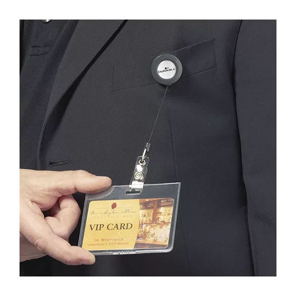 Névkitűző tartó Durable műanyag patentos kihúzható 85 cm fekete