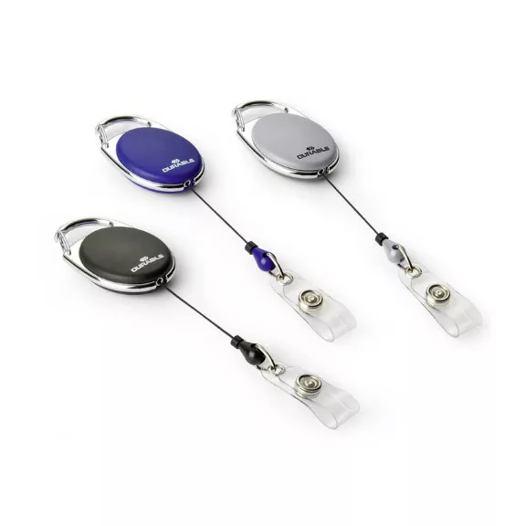 Névkitűző tartó Durable Style, kihúzható, patentos szürke