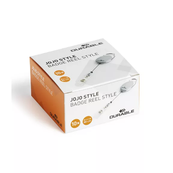 Névkitűző tartó Durable Style, kihúzható, patentos szürke