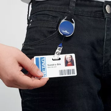   Névkitűző tartó Durable Style, kihúzható, patentos kék