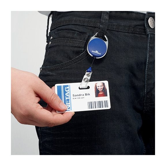 Névkitűző tartó Durable Style, kihúzható, patentos kék