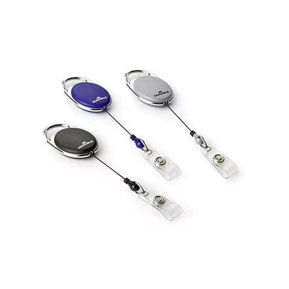 Névkitűző tartó Durable Style, kihúzható, patentos fekete