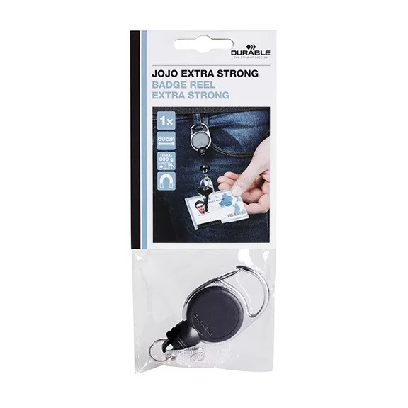 Névkitűző tartó Durable kihúzható patentos, extra erős, fekete