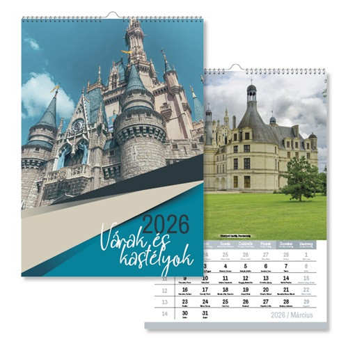 Naptár fali pd Várak kastélyok 30x42 cm 2026
