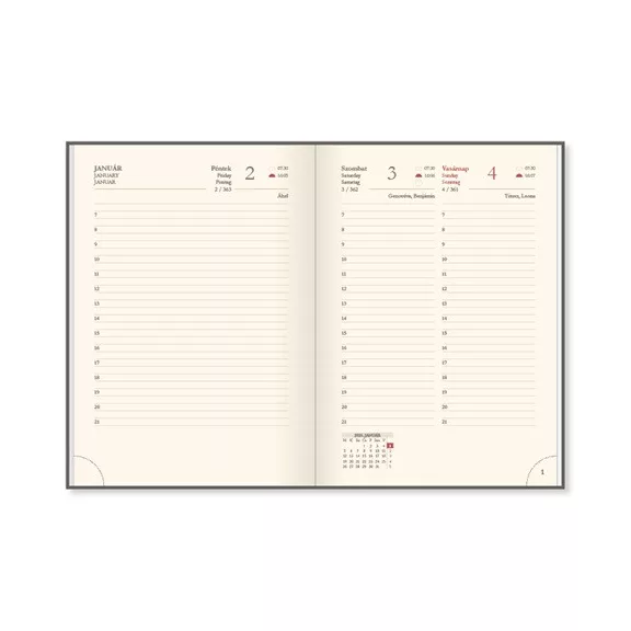 Határidőnapló Period Chamois A/5 napi körbev. bordó 2026