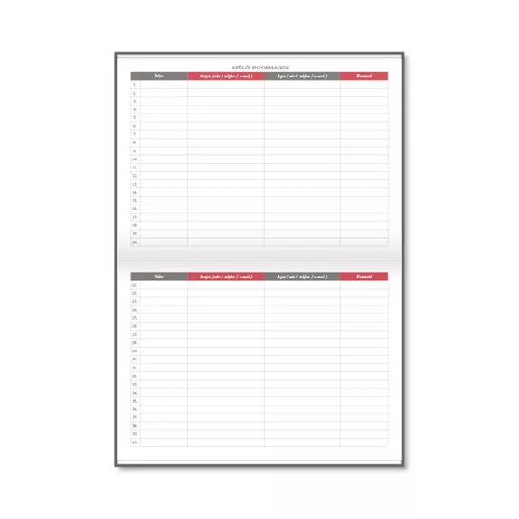 Tanítói zsebkönyv pd 2026-2027 papír Strawberry