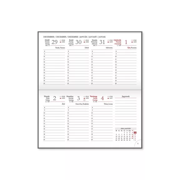 Határidőnapló Period Flowers Zsebnaptár fekvő Purple papír 2026