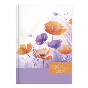 Határidőnapló Period Flowers A/5 napi Violet papír 2027