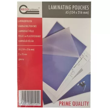   Lamináló fólia Recosystem 216x154 mm A/5 75 mic. 100 lap/csomag