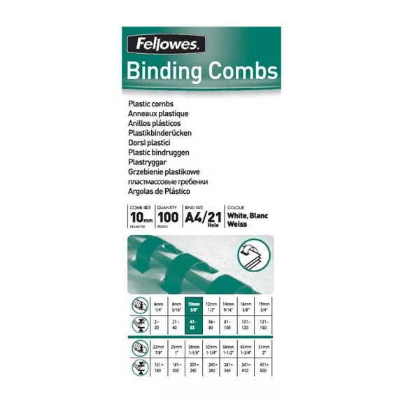 Spirál Fellowes 10 mm 41-55 lap fehér Spirál Fellowes 10 mm 41-55 lap fehér