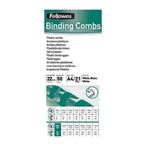 Spirál Fellowes 22 mm 151-180 lap fehér Spirál Fellowes 22 mm 151-180 lap fehér