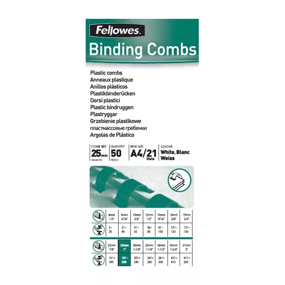 Spirál Fellowes 25 mm 181-200 lap fehér Spirál Fellowes 25 mm 181-200 lap fehér