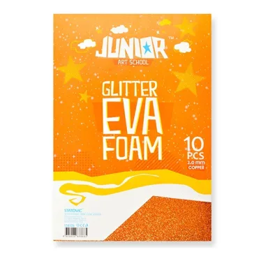   Kreatív Junior csillámos dekor gumilap A/4, narancssárga, 10 db/csomag