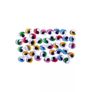   Kreatív Junior színes mozgószem, szempillával, 12mm, 40 db/csomag
