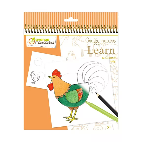 Kreatív színezőfüzet Avenue Mandarine Graffy Learn Farm Kreatív színezőfüzet Avenue Mandarine Graffy Learn Farm