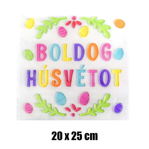 Ablakzselé Boldog húsvétot felirattal 20x25 cm