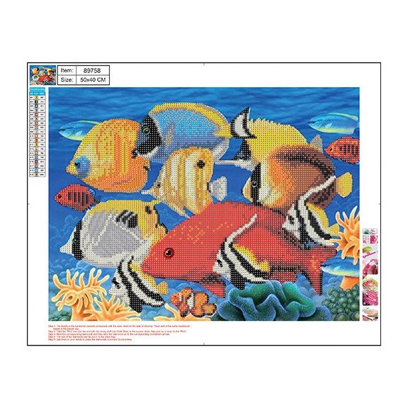 Kreatív gyémántszemes kirakó Centrum  40x50 cm, Egzotikus halak