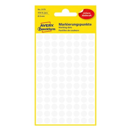 Etikett AVERY 3175 jelölőpont 8mm fehér 416 darabos