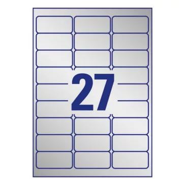   Etikett AVERY L6011-20 63,5x29,6mm lézer ezüst 540 címke/doboz 20 ív/doboz