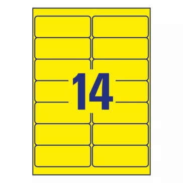   Etikett AVERY L7263Y-25 99,1x38,1mm laser neon sárga 350 címke/doboz 25 ív/doboz