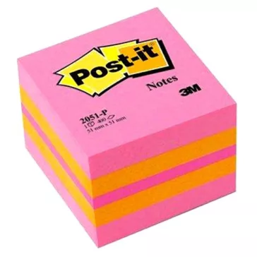   Öntapadós jegyzettömb 3M Post-it LP2051P 51x51mm mini kocka vegyes pink 400 lap