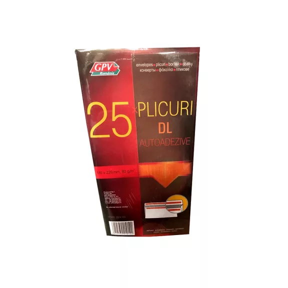 Boríték GPV LA/4 öntapadós bélésnyomott 110x220mm 25 darabos