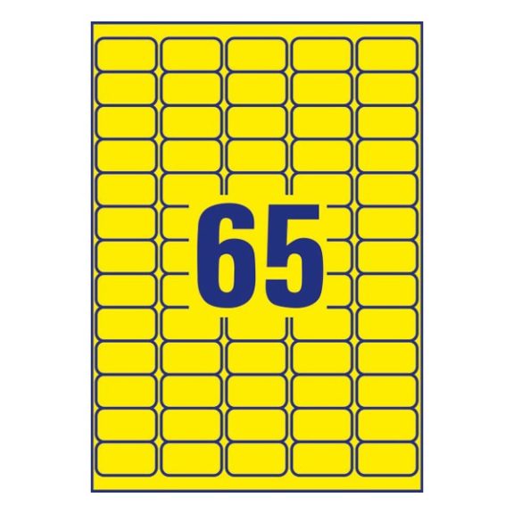 Etikett AVERY L4793-20 38,1x21,2mm sárga 1300 címke/doboz 20 ív/doboz