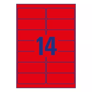   Etikett AVERY L7263R-25 99,1x38,1mm laser neon piros 350 címke/doboz 25 ív/doboz