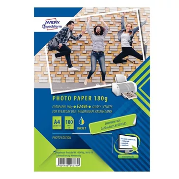   Fotópapír AVERY E2496 A/4 inkjet fényes 180 g 100 ív/doboz