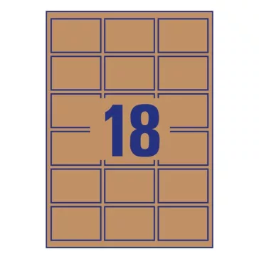   Etikett AVERY L7110-25 62x42mm termék címke környezetbarát barna kraft 450 címke/doboz 25 ív/doboz