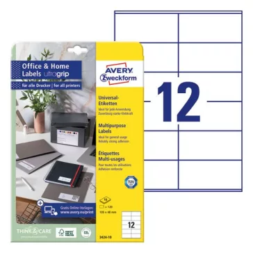   Etikett AVERY LR3424-10 105x48mm környezetbarát 120 címke/doboz 10 ív/doboz