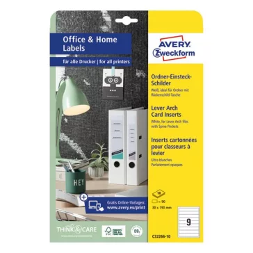   Gerinc címke AVERY C32266-10 30x190mm 90 címke/doboz 10 ív/doboz