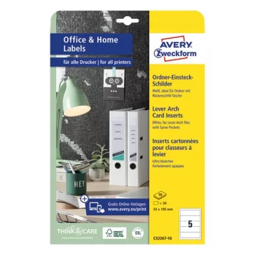   Gerinc címke AVERY C32267-10 54x190mm 50 címke/doboz 10 ív/doboz