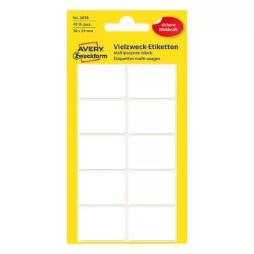   Etikett AVERY 3078 38x29 mm fehér univerzális 40 címke/doboz 5 ív/doboz