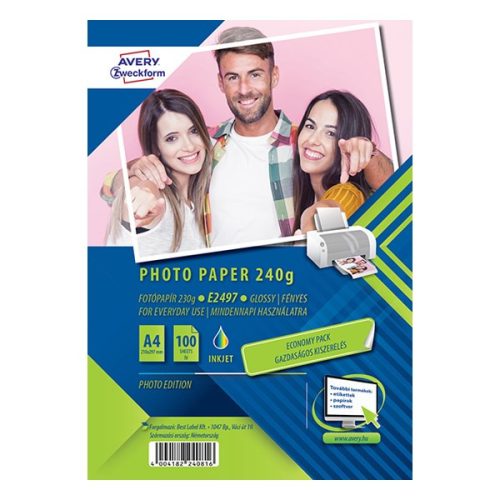 Fotópapír AVERY E2497 A/4 inkjet fényes 240 g 100 ív/doboz