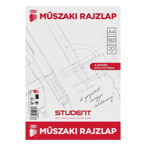 Rajzlap műszaki ICO Student A/4 20 íves