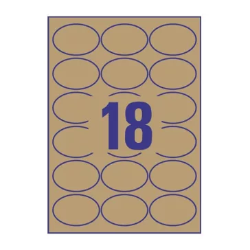   Etikett AVERY L7103-25 63,5x42,3 mm környezetbarát ovális barna kraft 25 íves