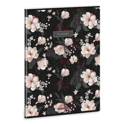 Füzet sima ARS UNA A/4 40 lapos Extra kapcsos Flowery Black