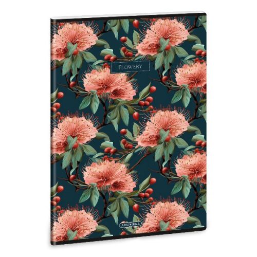 Füzet vonalas ARS UNA A/4 40 lapos Extra kapcsos Flowery Green