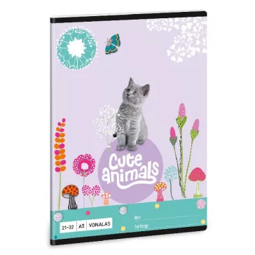   Füzet vonalas ARS UNA A/5 32 lapos 21-32 4-8.osztályos Cute Animals-Kitten