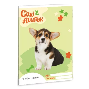   Füzet vonalas ARS UNA A/5 32 lapos 16-32 2.osztályos Cuki-Welsh corgi